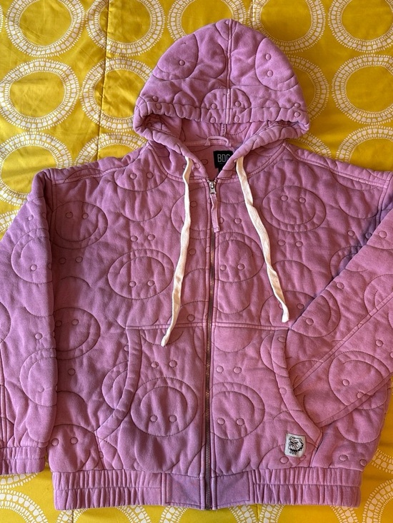 BDG Sweaters - BDG Urban Outfitters Pink Quilted Smiley Face Hoodie Jacket